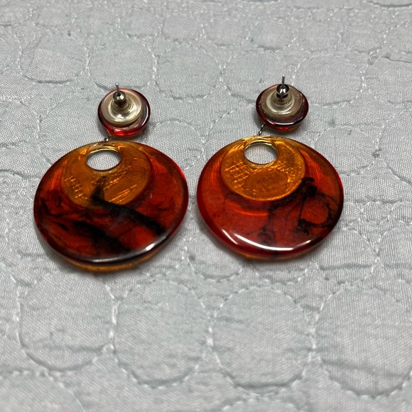 Amber/burnt orange hoops with a boho edge - Picture 3 of 3